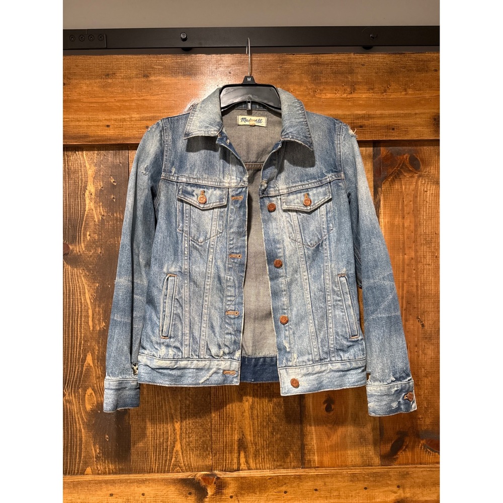 Madewell Jean Jacket Womens XS Light Wash Distressed Denim Trucker
